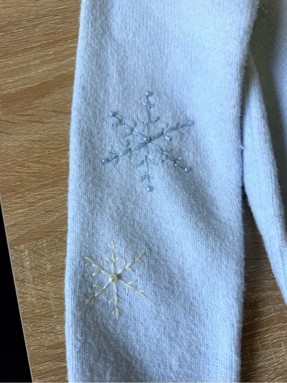Zara Powder Blue Snowflake Crewneck Sweater